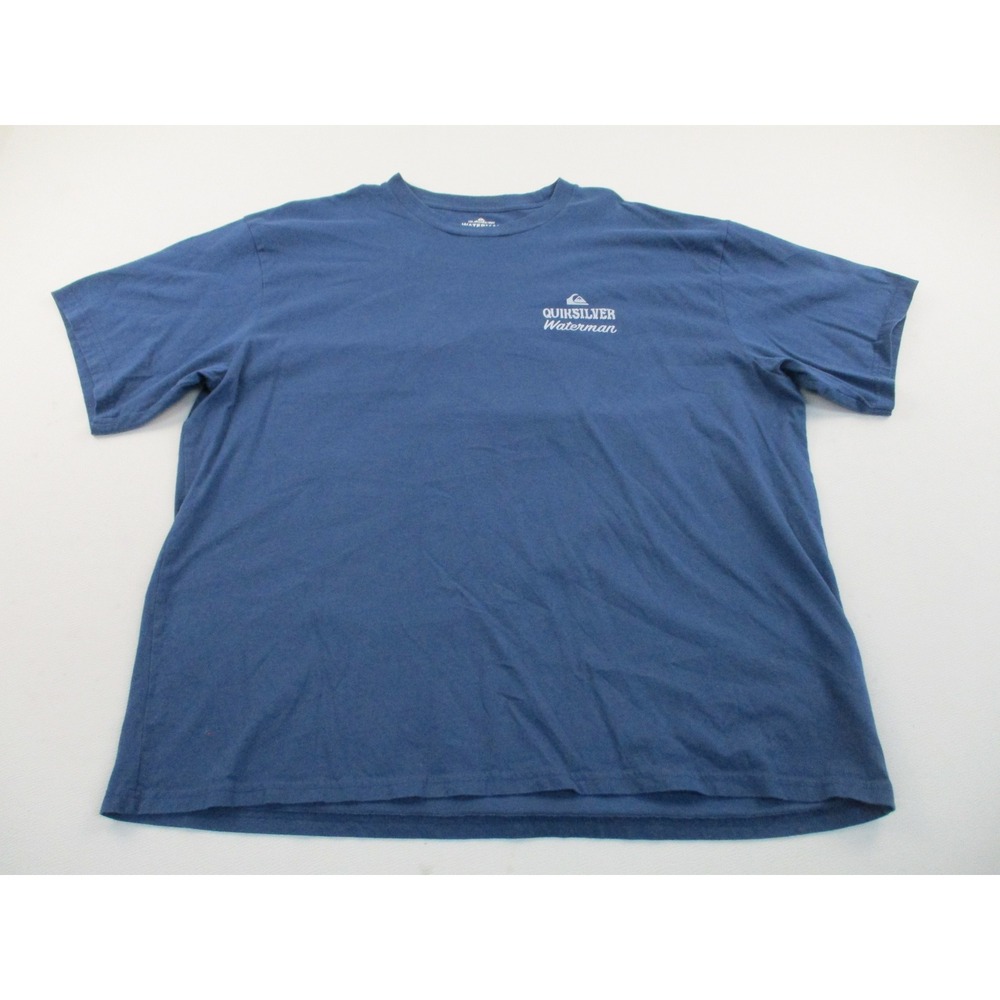 Quiksilver Waterman Shirt Mens 2XL Blue Short Sleeve Fishing Boat Graphic Tee